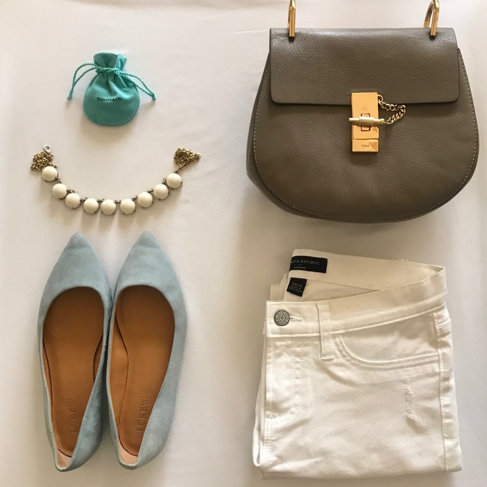 J Crew suede baby blue flats - size 6